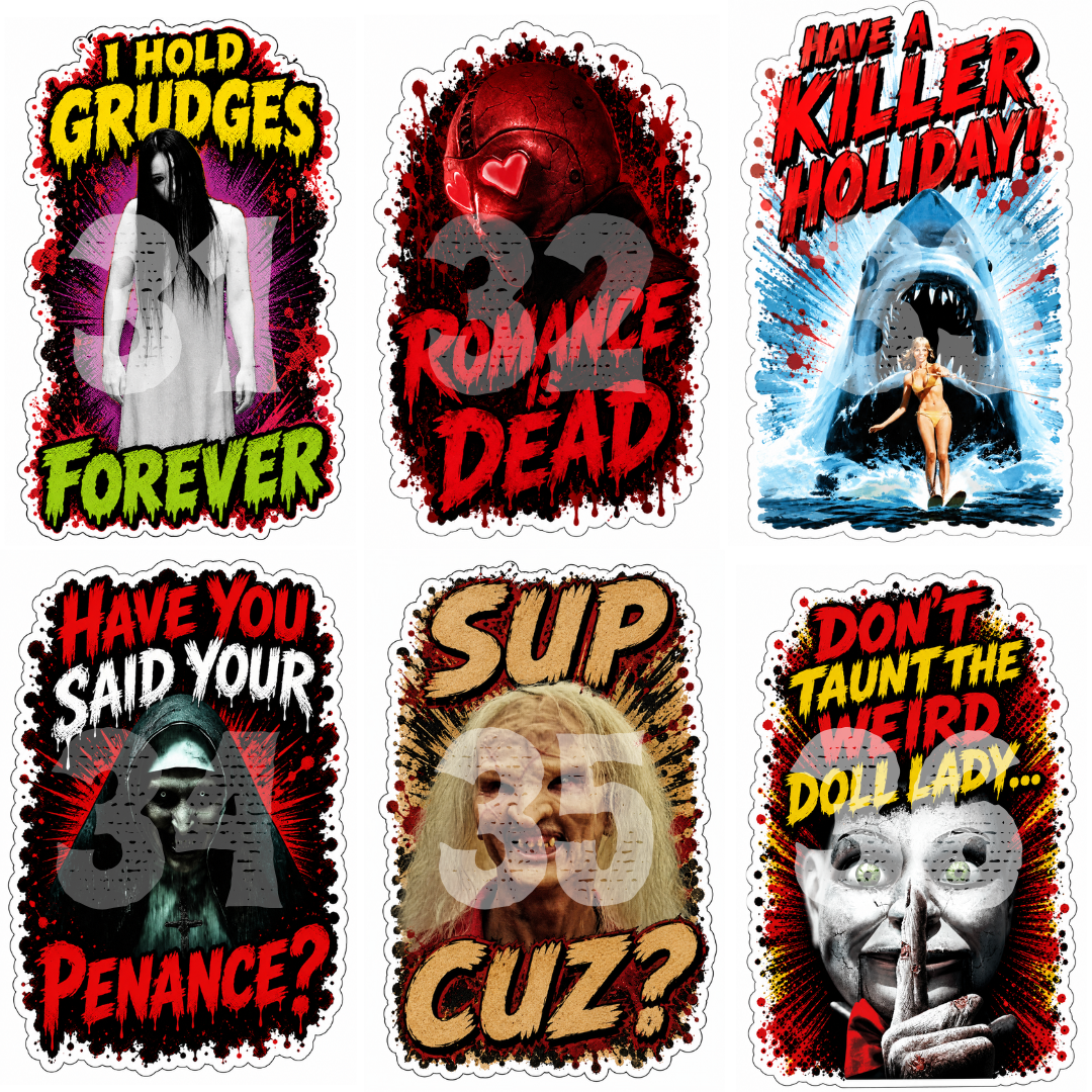 Horror Stickers - Assorted A6 - Singles or Bundles